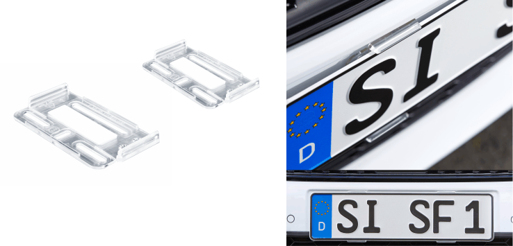 Rahmenloser Universal-Kennzeichenhalter transparent Rahmenloser Universal-Kennzeichenhalter transparent